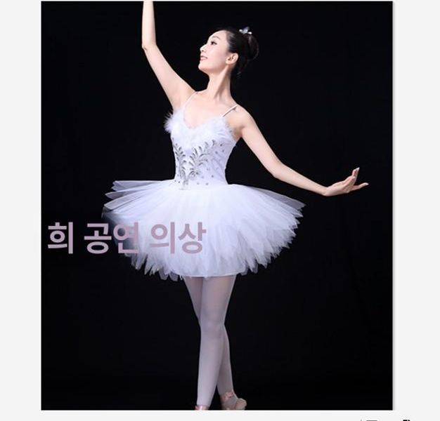 여성 발레 튜튜 스커트 흰색 랩스커트 연습 공연용 치마 무용복 - 상세 이미지 4