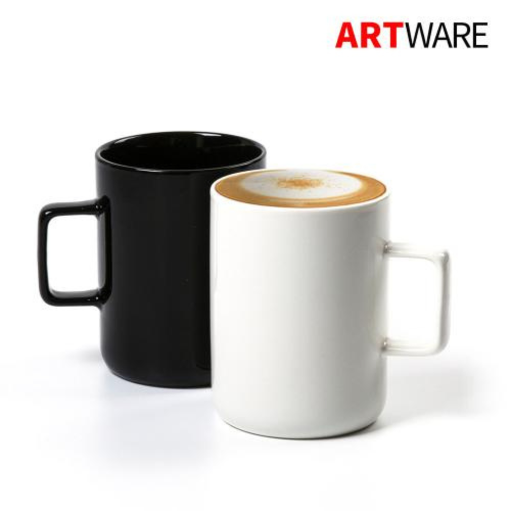 아트웨어 도자기 머그컵 블랙 화이트 2P세트 홈카페 400ml, 4개 - 상세 이미지 4