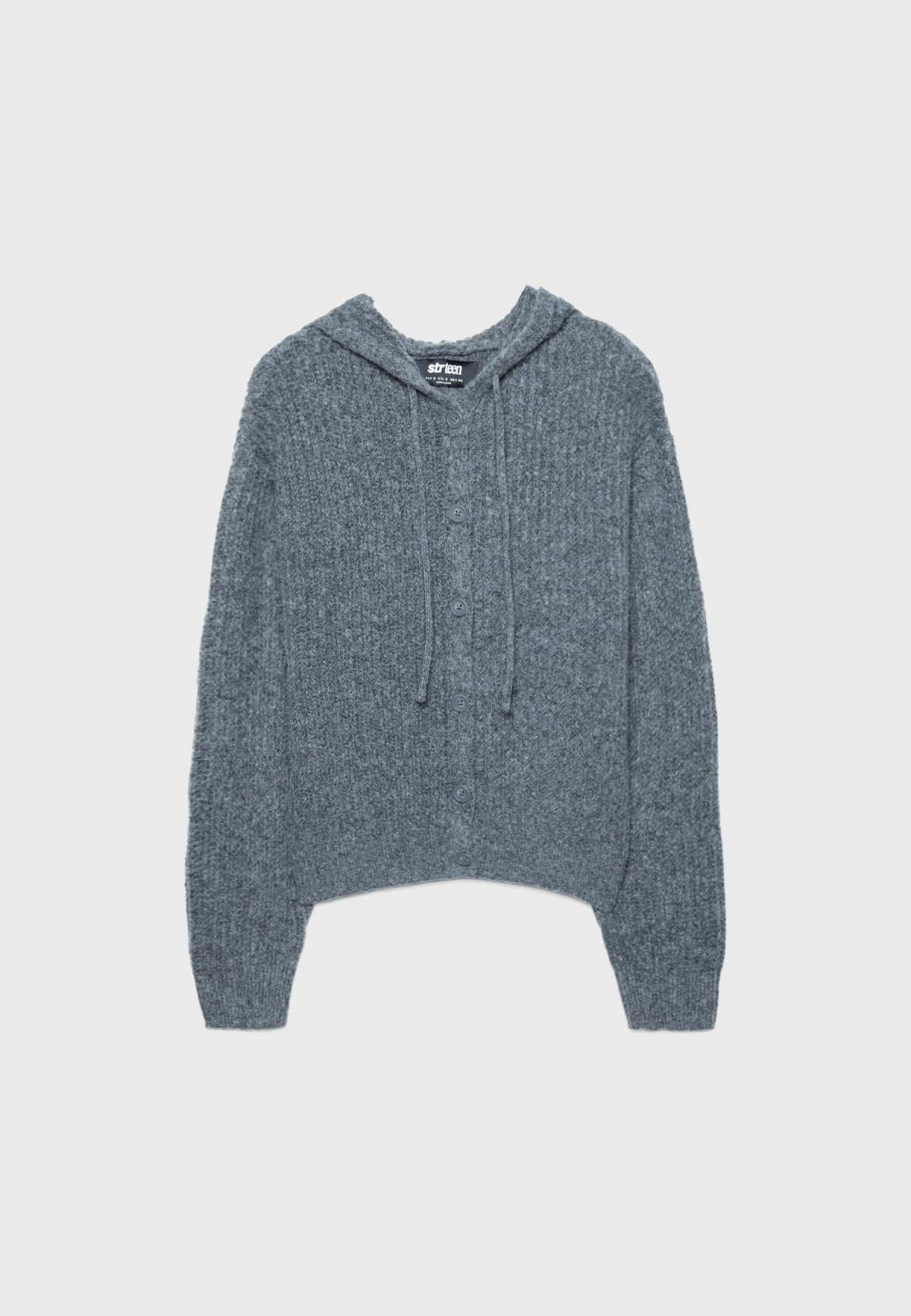 스트라디바리우스 버튼업 후드 니트 가디건 7517/640 DARK GREY - 상품 이미지