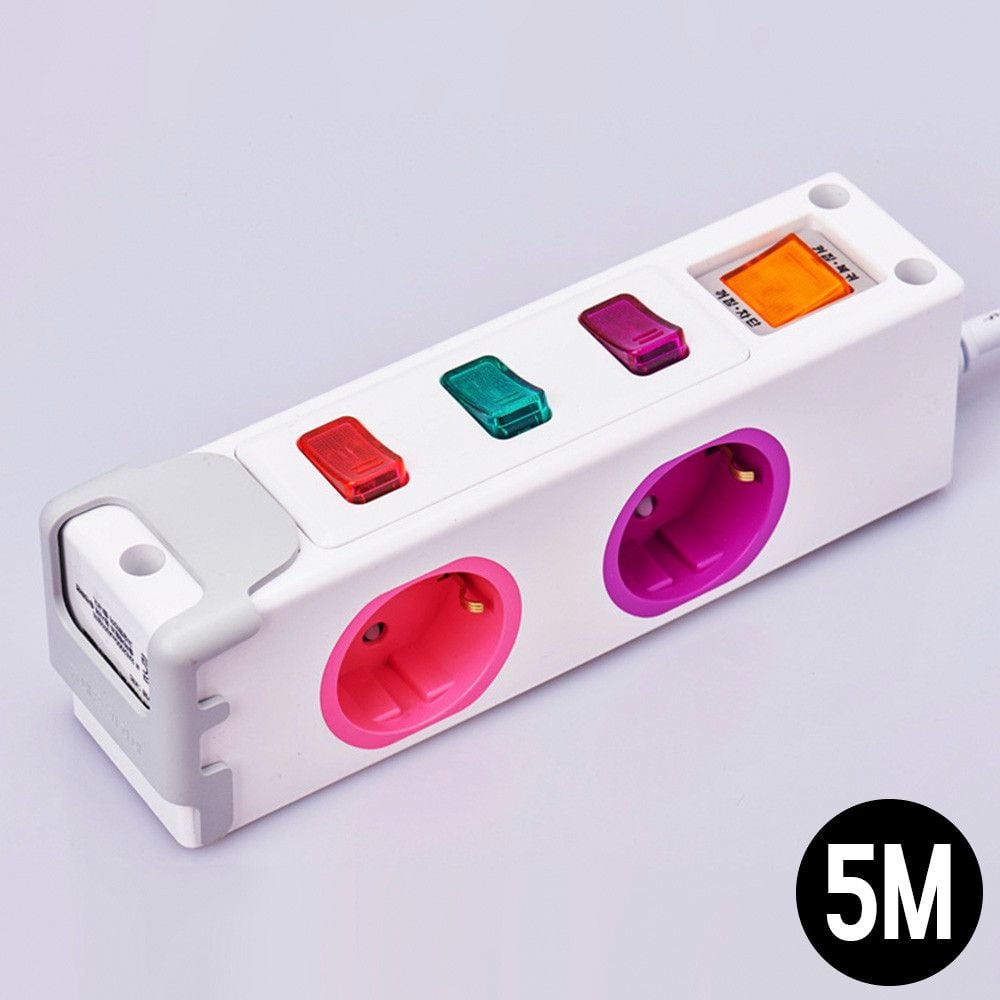 멀티탭 개별 전원 스위치 콘센트 3구 5M USB 2구 - 메인 이미지