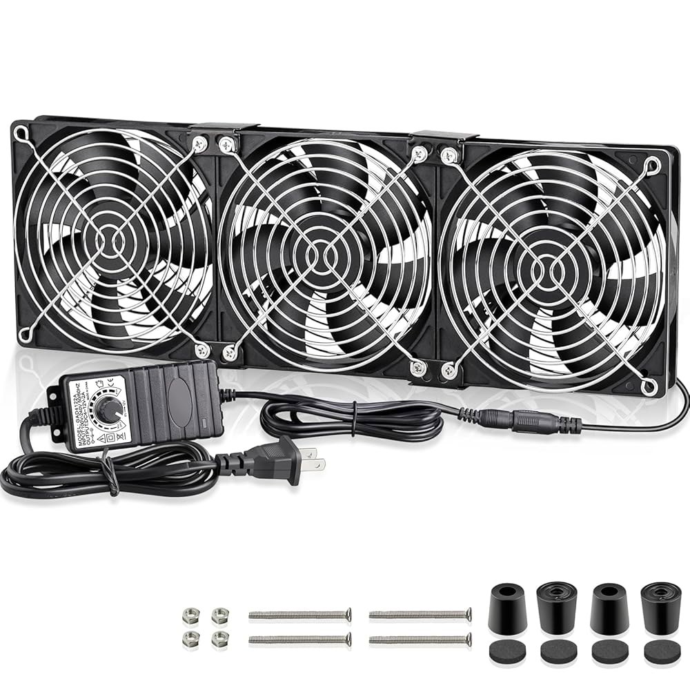 GDSTIME 빅 에어플로우 3 x 120mm 팬 DC 12V 전원 팬(AC 110V - 240V 속도 제어), 캐비닛 섀시 냉각 팬, 서버 워크스테이션 - 상품 이미지