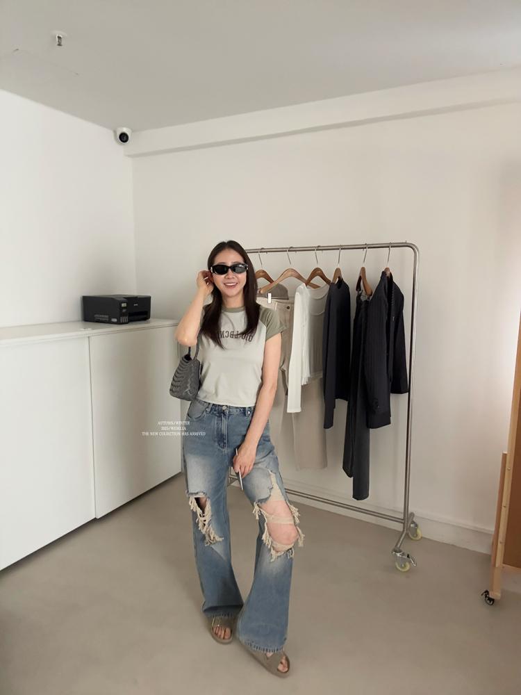 나혼자산다 지효 스타일 빈티지 데님 진 바지 트와이스 찢청 - 상세 이미지 5