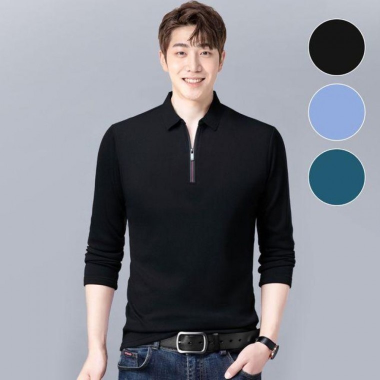 롱티 젠틀맨 모던 칼라티 하프지퍼 PK 스포츠형 골프상의유니폼 - 상품 이미지