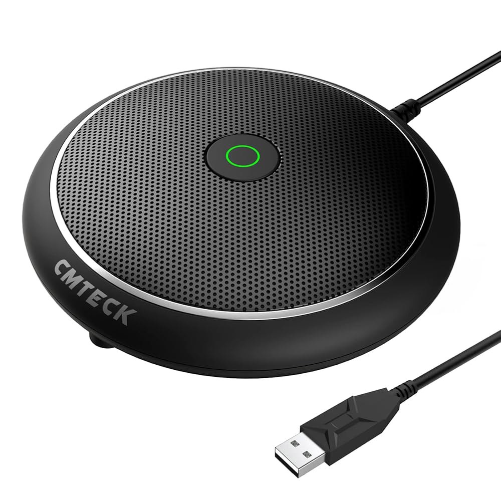CMTECK 회의 마이크, CM003 USB 컴퓨터 데스크탑 음소거 기능, 노트북 PC용 전방향 스트리밍, VoIP 통화, 스카이프, 채팅을 위한 콘덴서 바운더리 마이크 - 상품 이미지