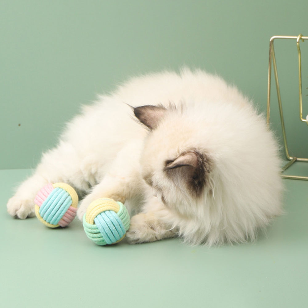 크레용펫 고양이 캣닢 공 장난감 마카롱 로프 볼 - 상세 이미지 4