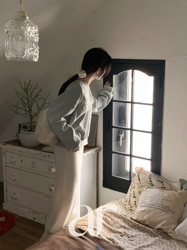 밴딩 펀칭 니트 물결 롱 스커트 sk7598 - 상세 이미지 4