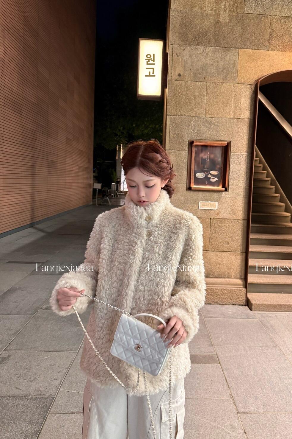 친환경 여성 모피 스탠드 칼라 부드럽고 나른한 스타일 이미지 6