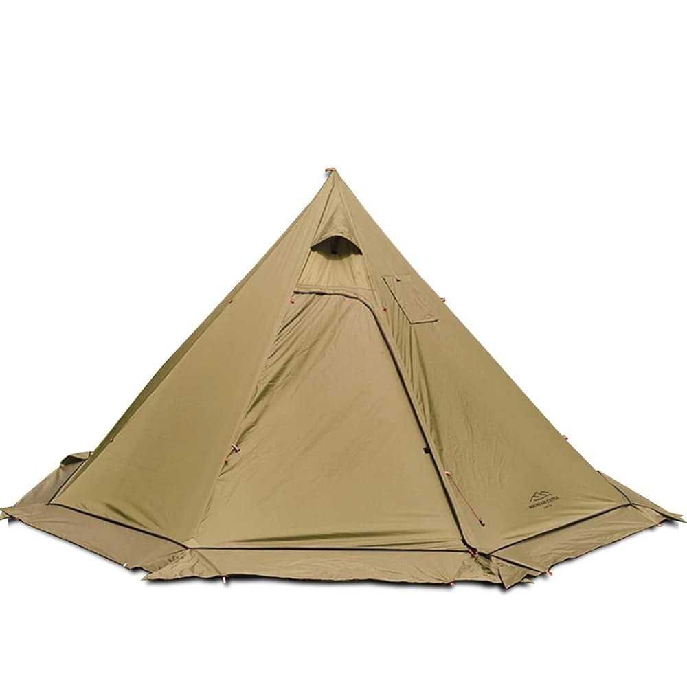 Preself 3인용 경량 Tipi 핫 텐트, 난연성 굴뚝 파이프 창문 티피 텐트 가족 팀 야외 배낭 캠핑 하이킹 (카키 T2 라지) Olive T1 Medium - 상품 이미지