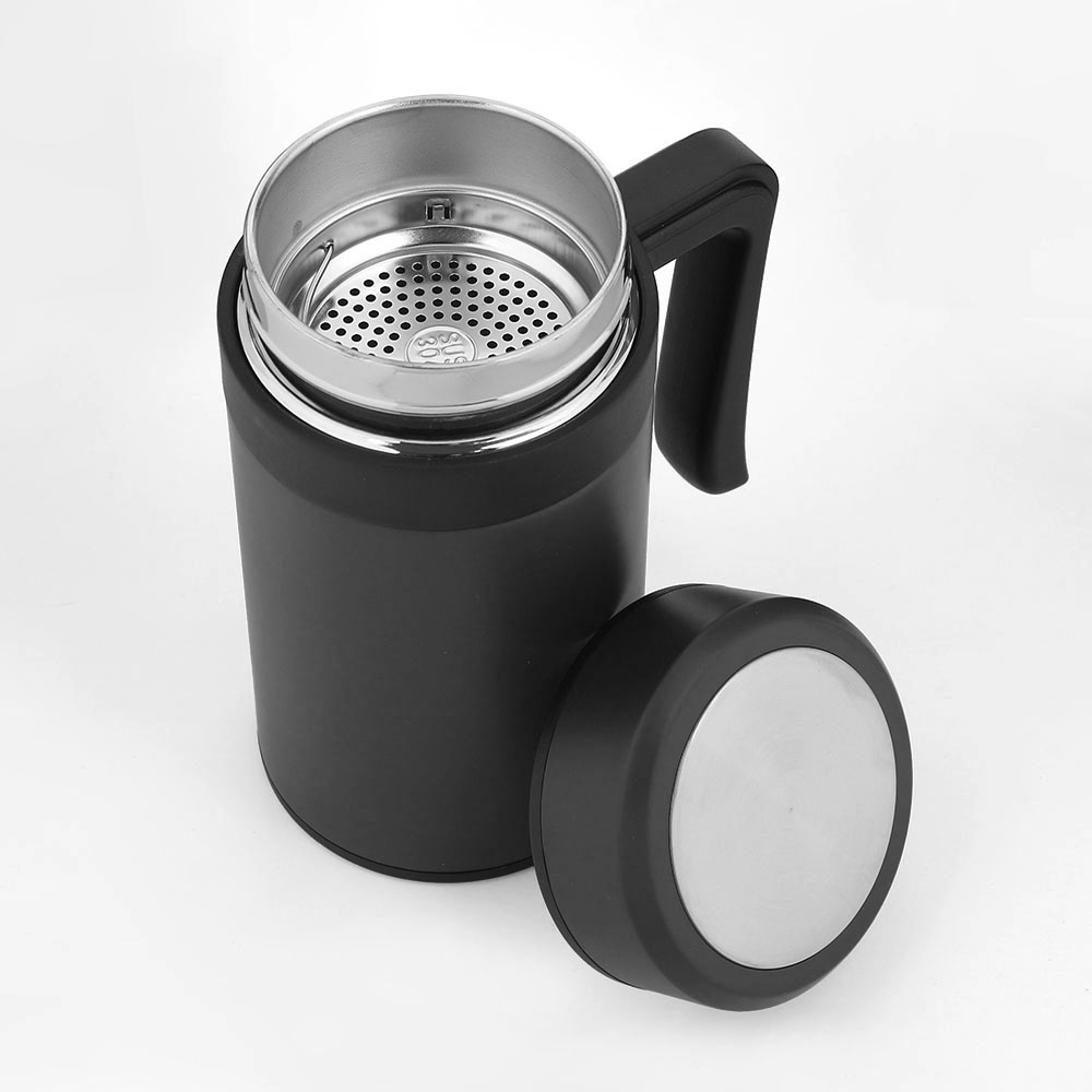 보온보냉 손잡이 텀블러( 450 ml) (블랙) 스텐 DT 1268623 뚜껑컵 - 상품 이미지