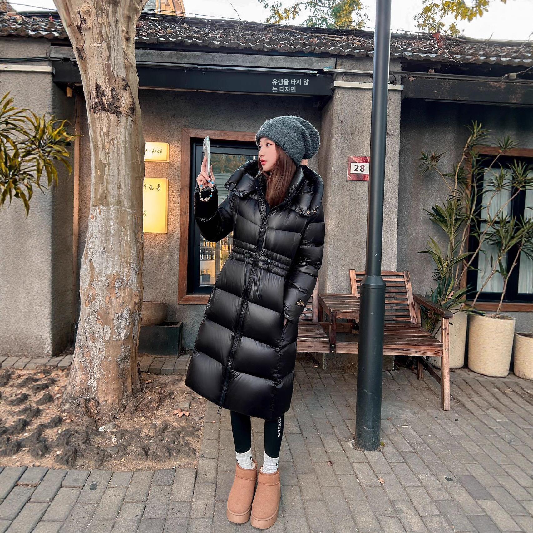 극한 추위 롱패딩 깃털 재킷 오리 다운 두꺼운 따뜻한 후드 - 메인 이미지