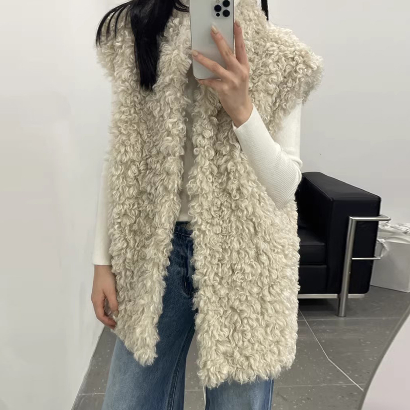 뽀글이 양털퍼조끼 오버핏 루즈핏 사무실 실내 - 상세 이미지 5