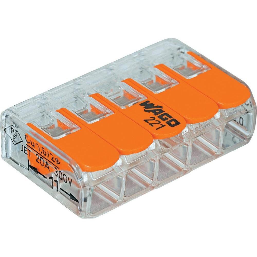 Wago 221-415 레버-너츠 5 도체 콤팩트 커넥터 50 PK - 상품 이미지