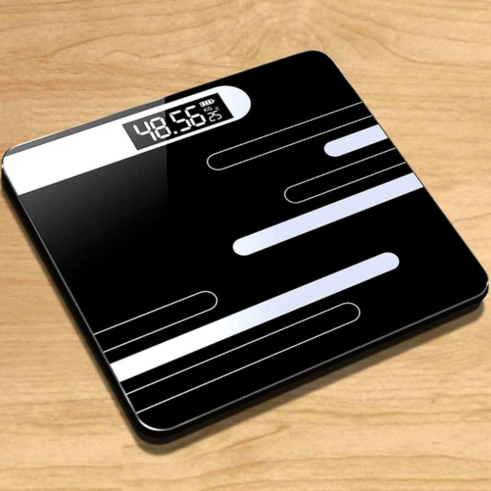 라인 디지털 체중계 몸무게 저울 (블랙) LCD 전자체 사각 체중측 정계 온도 표시