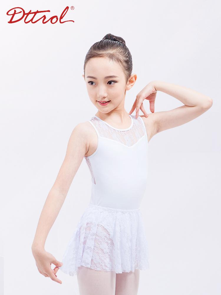 여아 레이스 발레복 아동 댄스 연습용 화이트 레이어드 스타일 - 상세 이미지 2