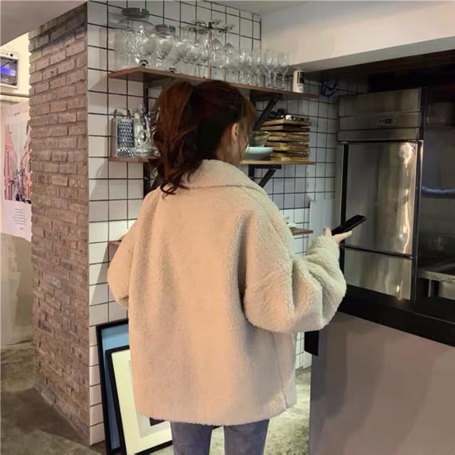 겨울 울 양털 자켓 두꺼운 따뜻한 루즈핏 카디건 재킷 - 상세 이미지 3