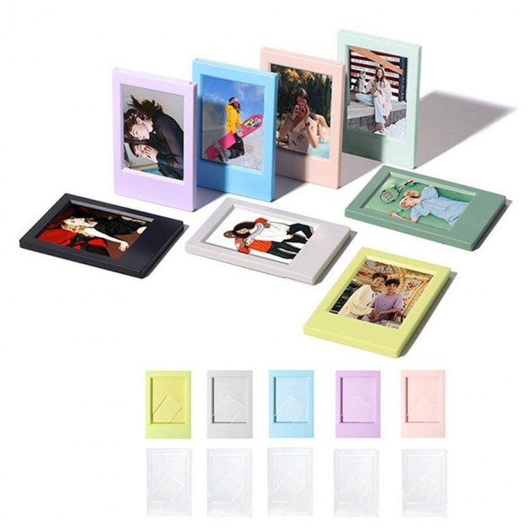 포토 카드 미니 액자 5P 스탠드 폴라로이드 혼색 투명 포카 탁상용 5개입 사진 테이블 - 상품 이미지