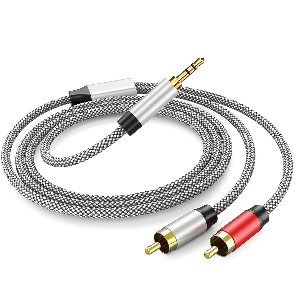 PPTVC 3.5mm ~ 2RCA 오디오 케이블, 보조 어댑터, 스테레오 스플리터 AUX RCA Y 코드, 스마트폰, 스피커, 태블릿, HDTV, MP3 플레이어용 - 상품 이미지