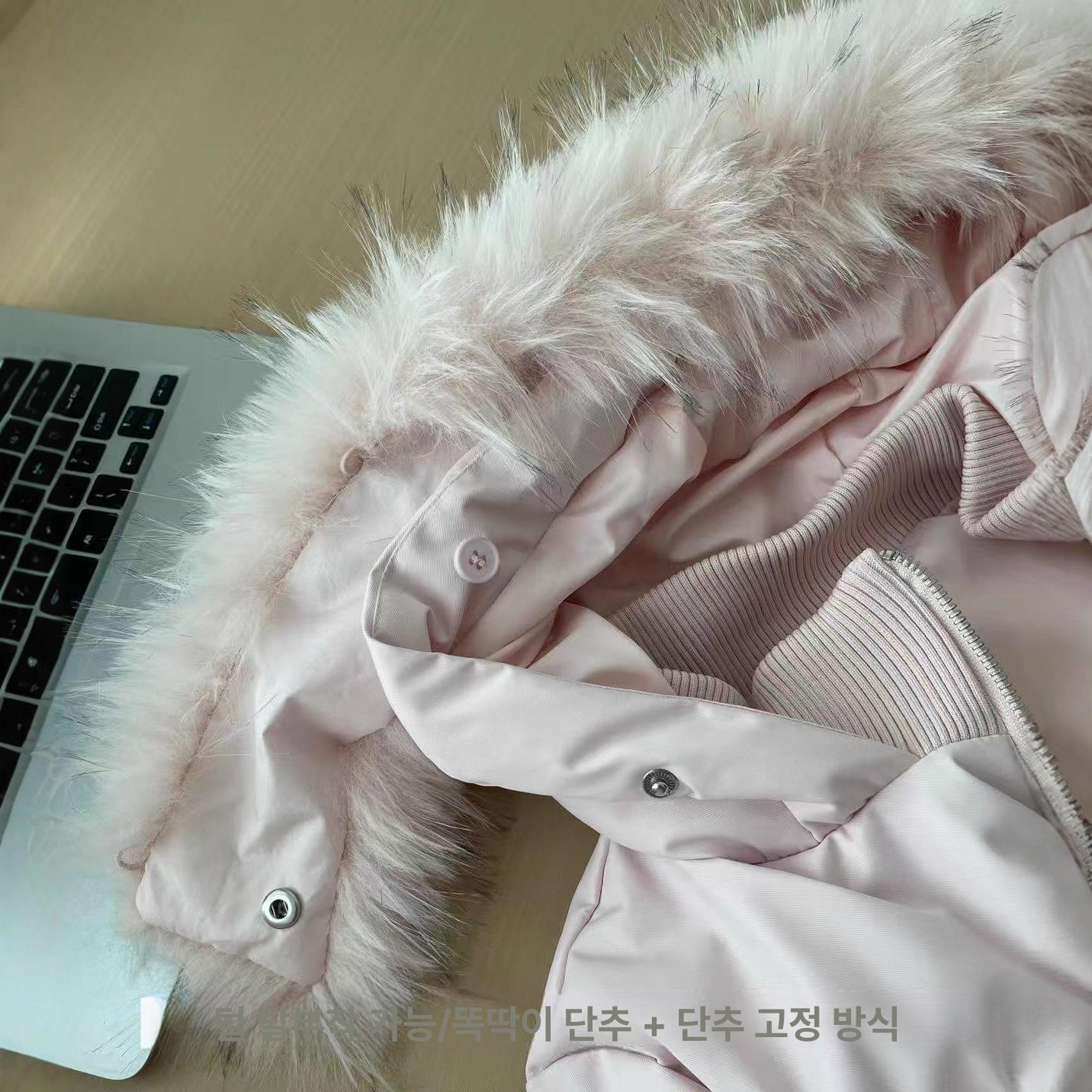 미국 Y2K 뜨거운 소녀 모피 후드 코튼 패딩 재킷 - 상세 이미지 2