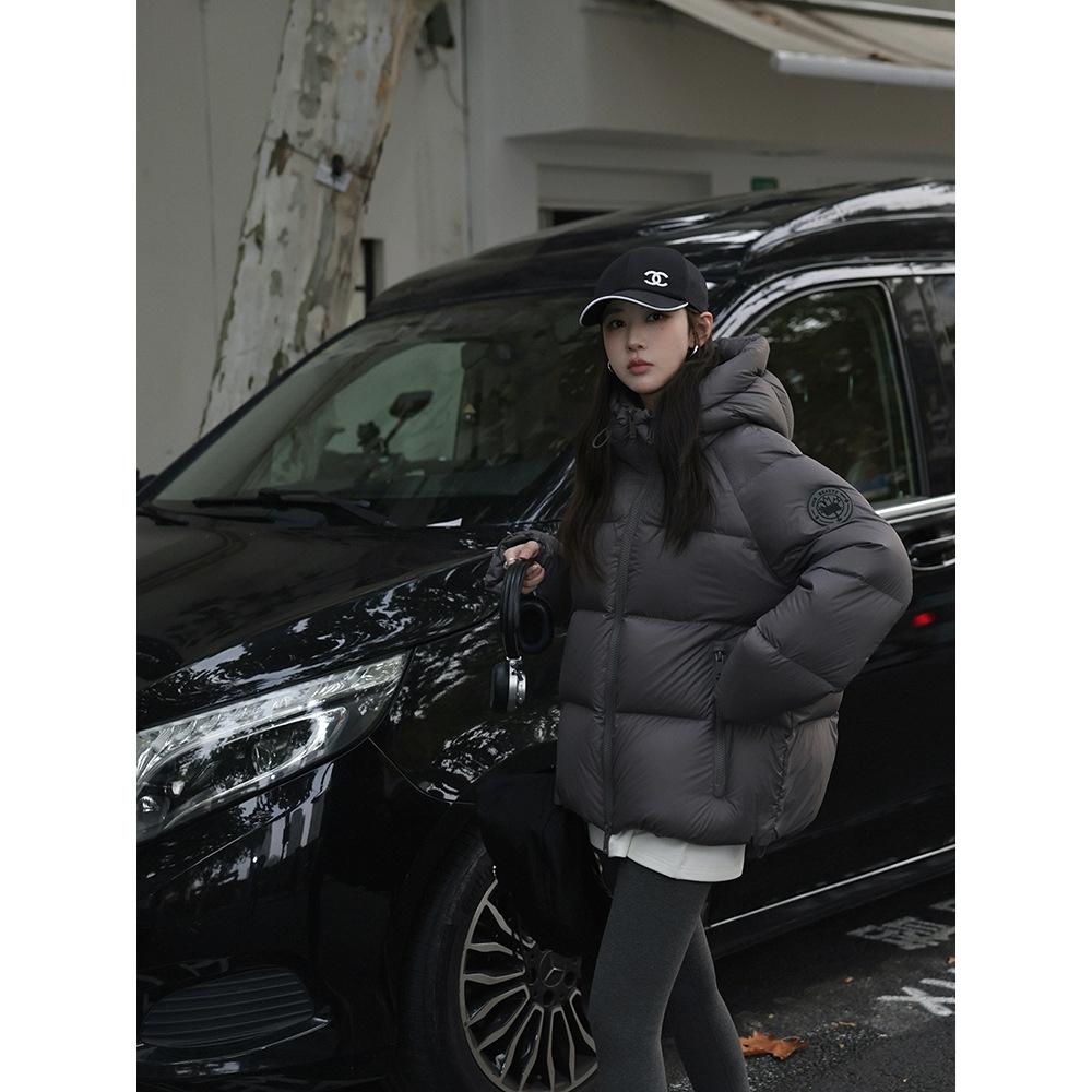 여성용 블랙 라벨 오리털 다운 후드 자켓 패딩 소프트 스타일 이미지 6