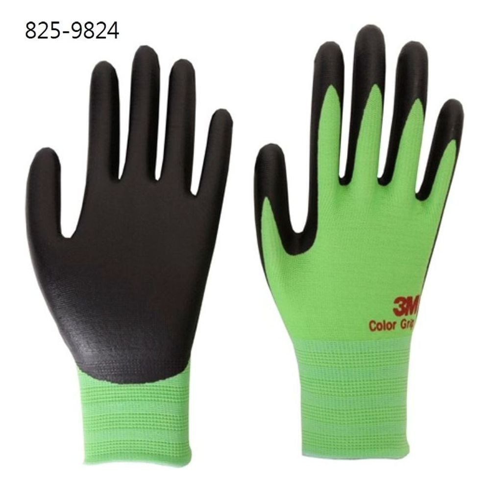 3M NBR폼코팅장갑 컬러그립 그린M 825-9824 (10개) - 메인 이미지