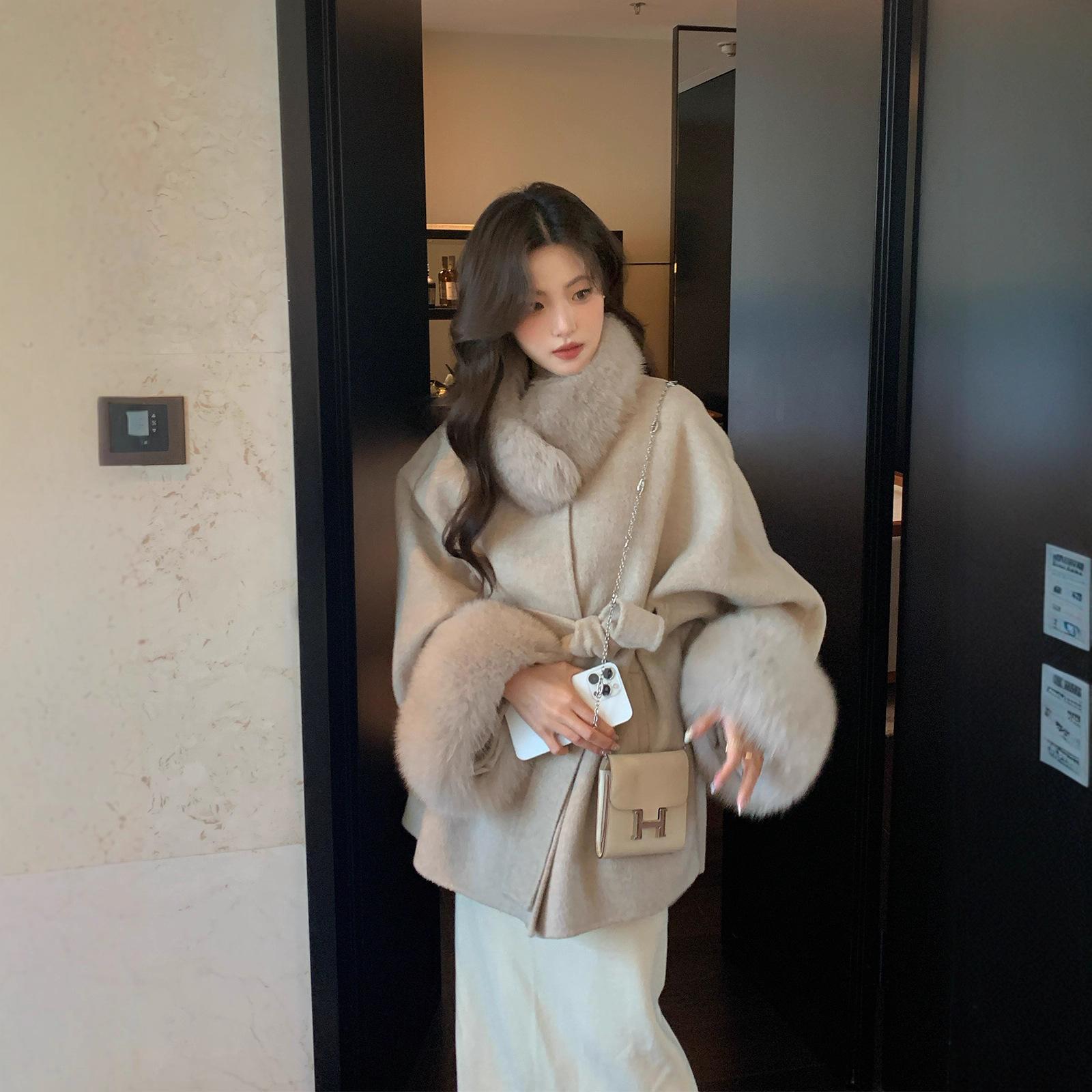 가을 겨울 양면 캐시미어 골드 모직 짧은 스타일 - 상세 이미지 3
