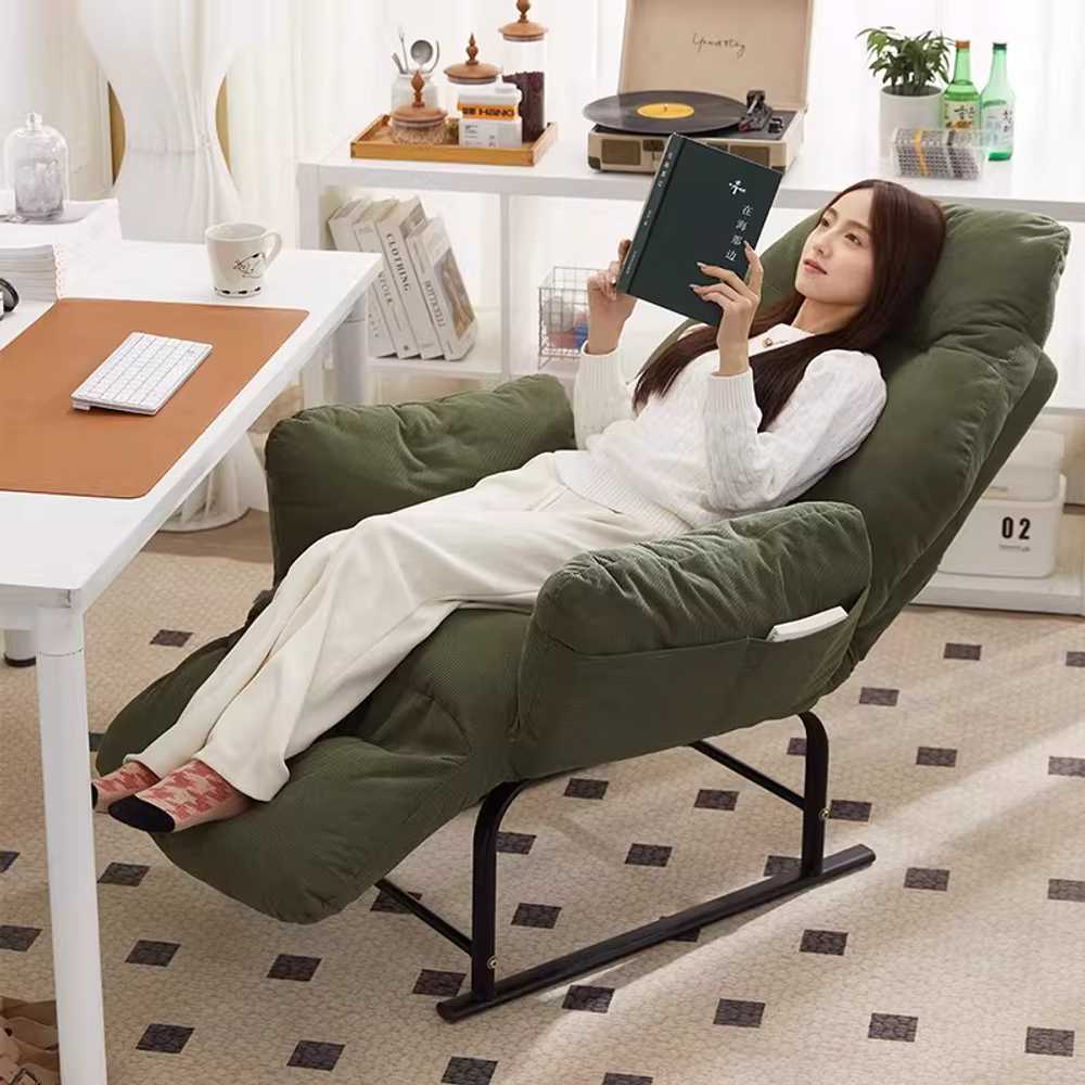 접이식 침대의자 대형 수면의자 린넨 독서 눕는 휴식 그린 - 상세 이미지 2