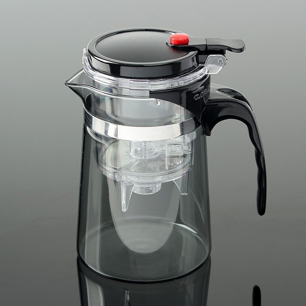 티로하 버튼 드롭 차포트 티포트( 500 ml) (투명 블랙) 버튼차 버튼티 메이커 - 상품 이미지