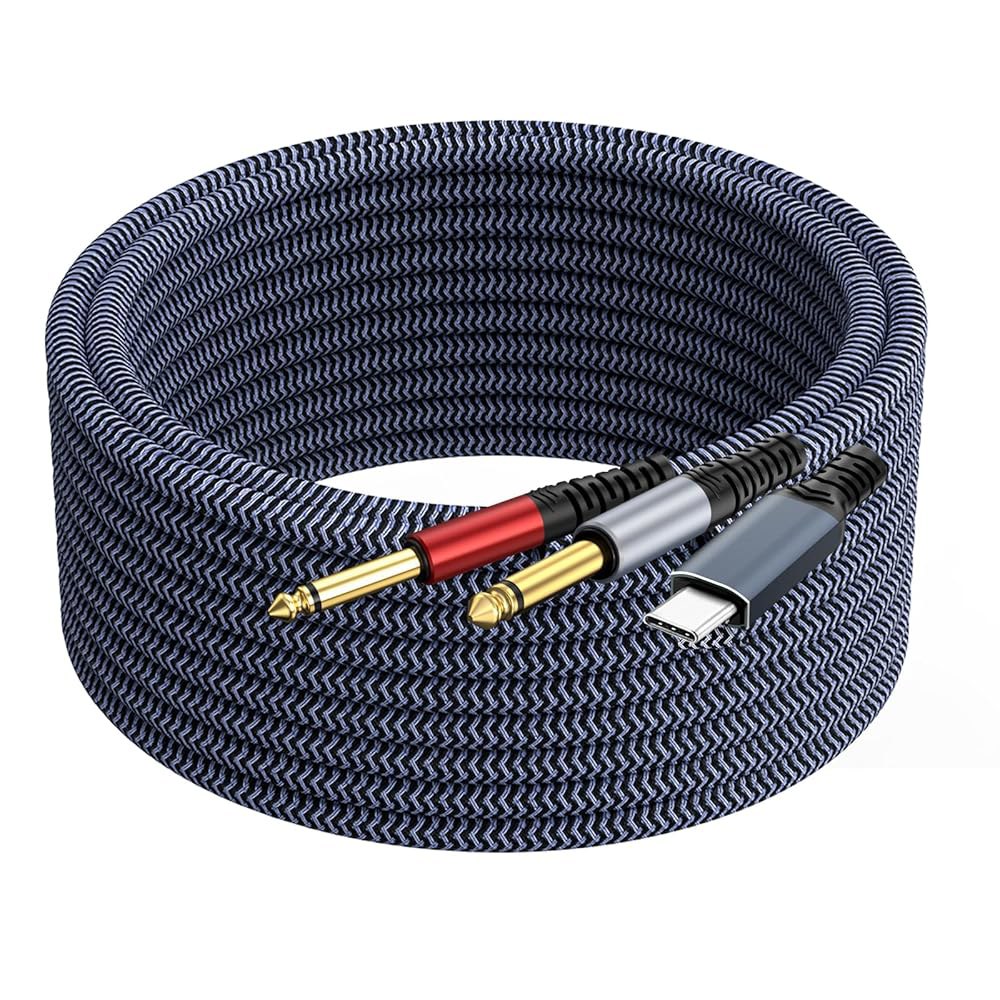 GOSYSONG USB C - 0.6cm(1/4인치) 오디오 케이블 1.8m(6피트), 듀얼 1/4 스플리터 케이블, Realtek ALC5686 32비트 384KHz DAC 타입 - 상품 이미지