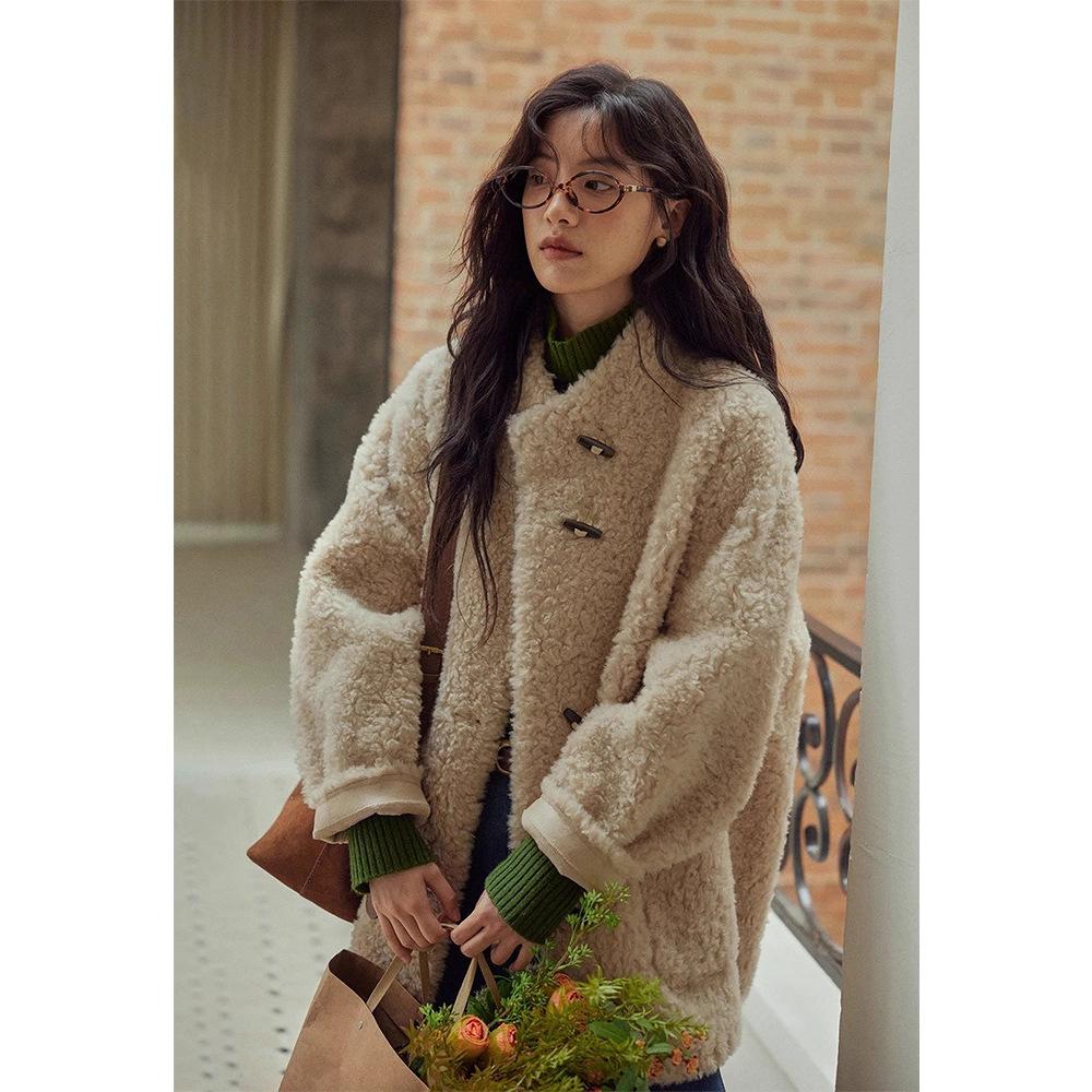 여성용 양털 테두리 모피 원피스 코트 캐주얼 겨울 - 상세 이미지 2