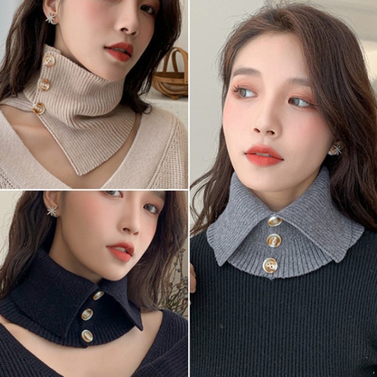 1+1 스칼렛 넥워머 공갈 목폴라 버튼업 단추 목토시 머플러 - 상품 이미지