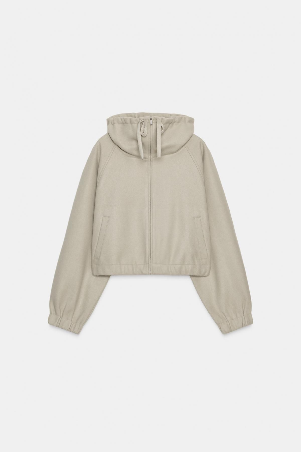 자라 하이넥 소프트 집업 스웨트셔츠 1255/812 GREY GREEN - 상품 이미지