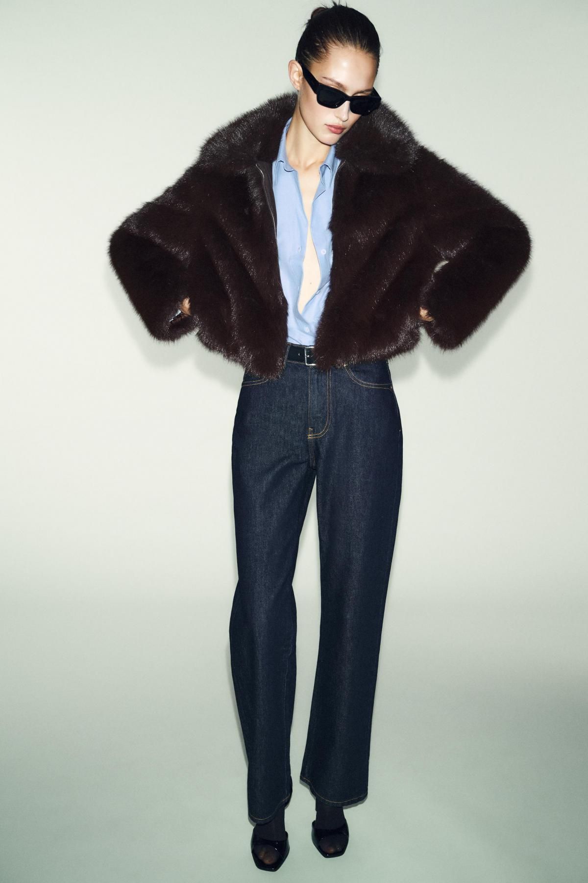 자라 페이크 퍼 클래식 칼라 자켓 6318/285 BROWN 이미지 6