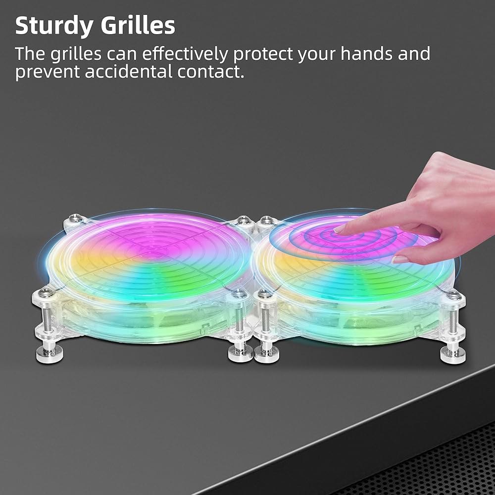 2PACK 120mm 4.72인치 PC 5V USB RGB 소형 팬, 마그네틱 나사 포함, 케이스, 서버, TV, 전자 기기용 조용한 컴퓨터 LED 냉각 120mm - 상세 이미지 3
