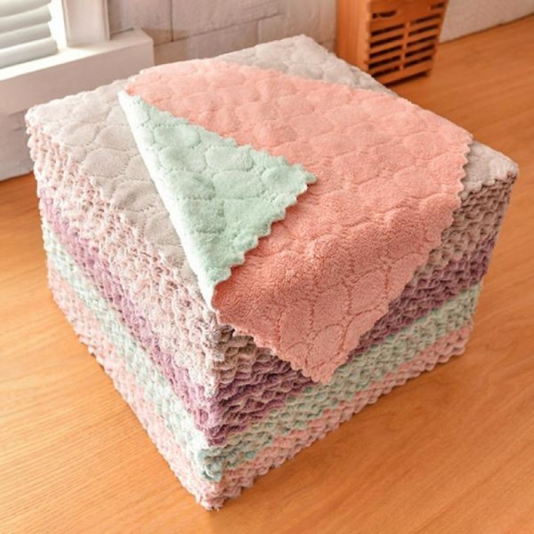 물먹는 극세사 요술 양면 벨벳 손 걸레 빨아쓰는 타올 주방 매직 행주 대형 25x25cm M10873 - 메인 이미지