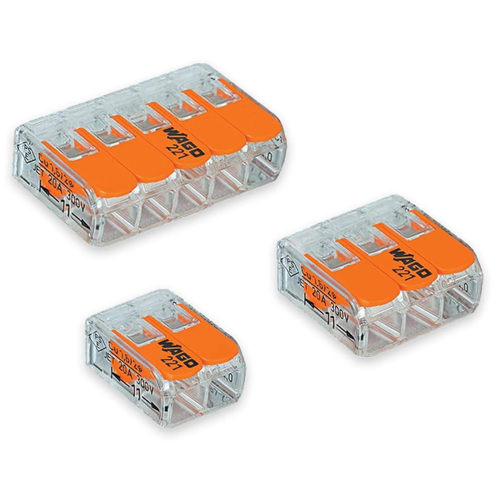 와고 2, 3, 5 포트 스플라이싱 커넥터, 12-24 AWG 와이어용 레버 너트 구색 포켓 - 상품 이미지