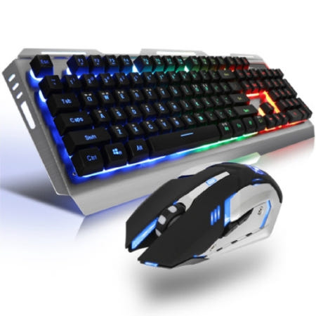 COX 게이밍 실버 알루미늄 바디 키보드 블랙 바디 마우스 키보드 마우스 세트