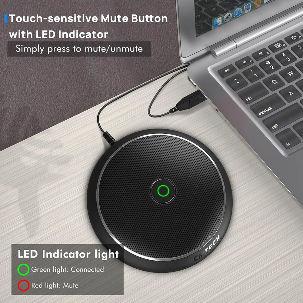 CMTECK 회의 마이크, CM003 USB 컴퓨터 데스크탑 음소거 기능, 노트북 PC용 전방향 스트리밍, VoIP 통화, 스카이프, 채팅을 위한 콘덴서 바운더리 마이크 - 상세 이미지 3