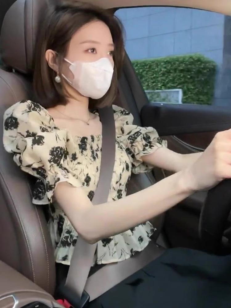 여성 라인 댄스티 반팔 상의 왈츠 댄스의상 모던 공연복 프릴 연습복 라틴댄스복 - 상세 이미지 4