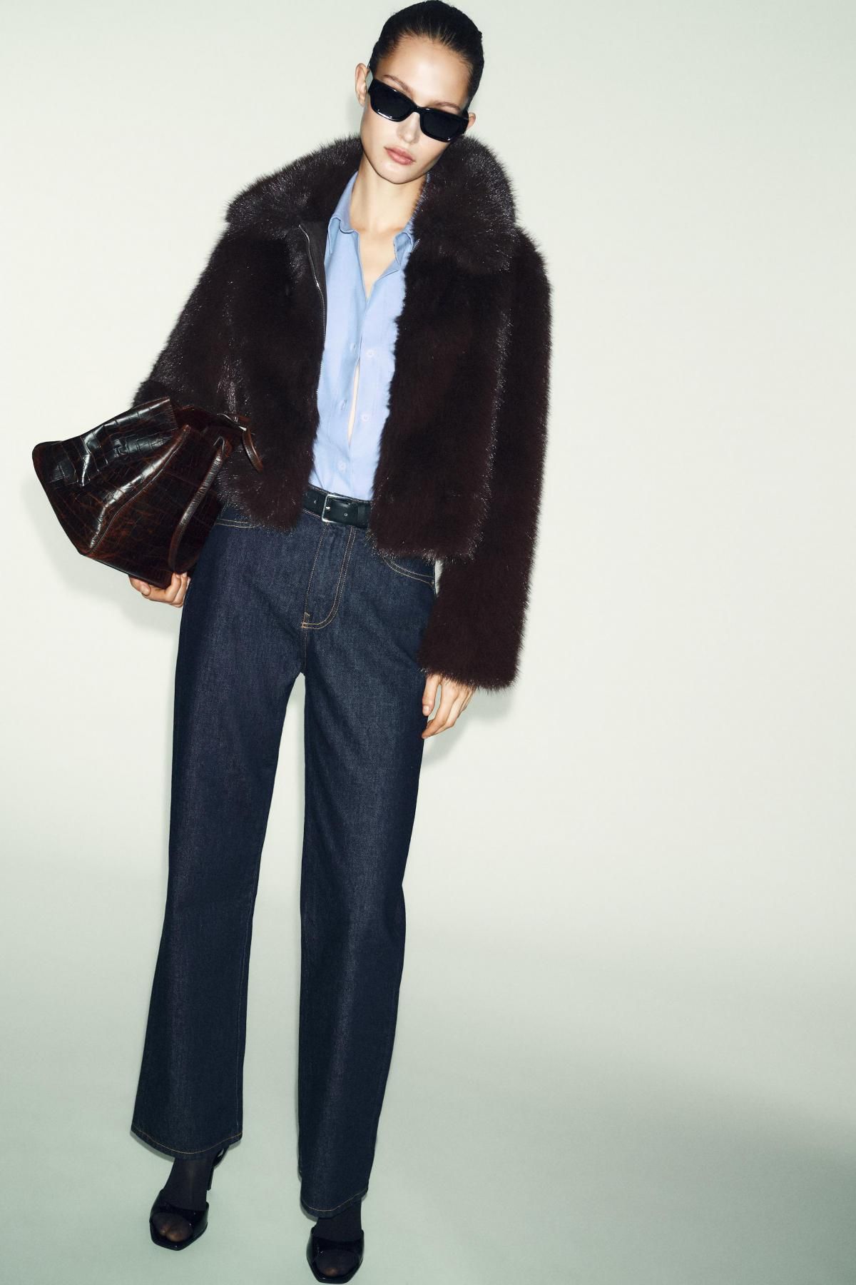 자라 페이크 퍼 클래식 칼라 자켓 6318/285 BROWN - 상세 이미지 2