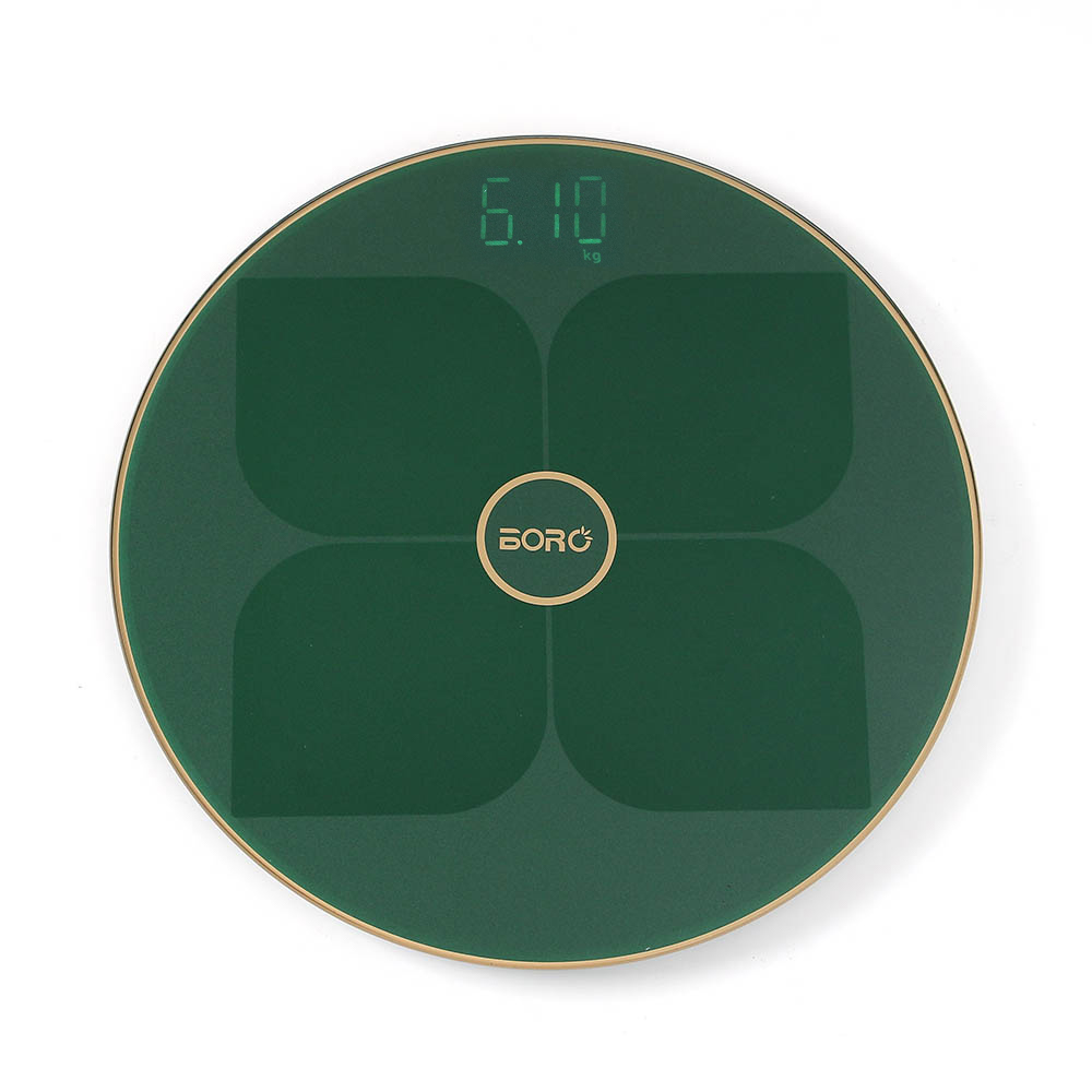 클로버 디지털 체중계 몸무게 저울 (그린) LED 전자체 원형 체중측 정계 온도 표시