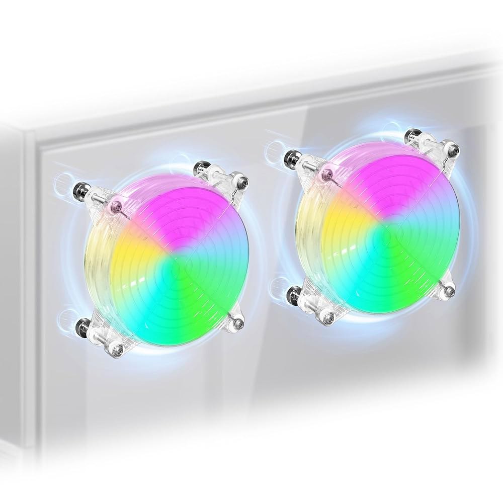 2PACK 120mm 4.72인치 PC 5V USB RGB 소형 팬, 마그네틱 나사 포함, 케이스, 서버, TV, 전자 기기용 조용한 컴퓨터 LED 냉각 120mm - 상품 이미지