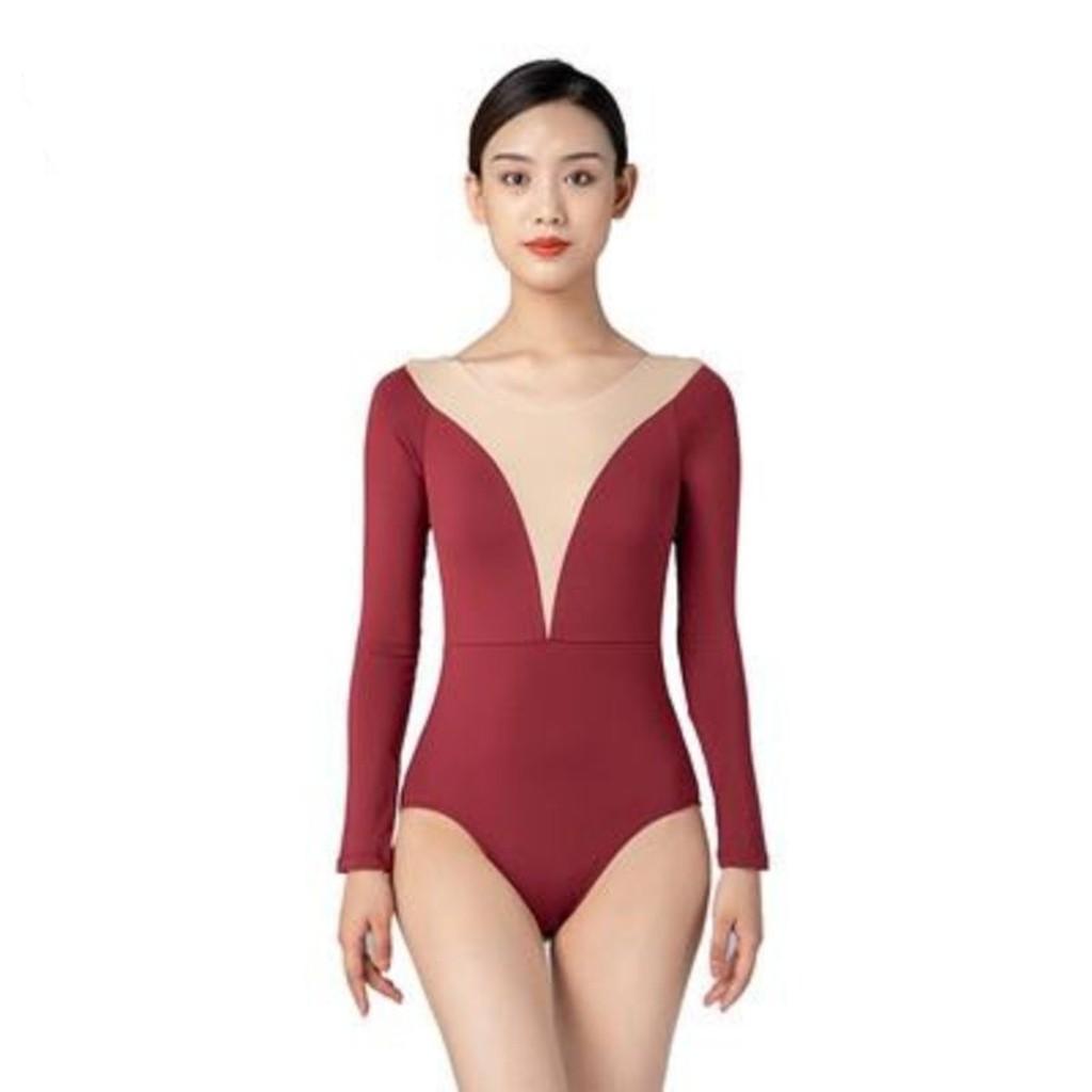 성인 여성 발레 연습복 체조복 블랙 긴팔 무용복 일체형 요가 의상 - 상세 이미지 3