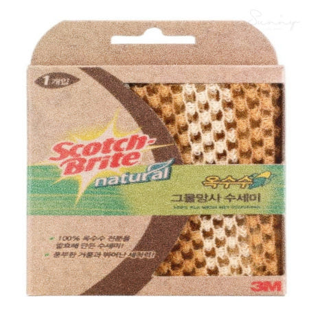 지앤리협력사 3M 내추럴 옥수수 그물망사 수세미 1개입 스카치 브라이트 묵은때 고운수세미 식당용 위생적