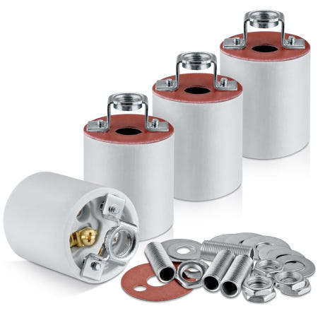 E26 라이트 소켓 표준 메디문 스크류 전구 램프 홀더 할로겐 백열 LED 전구용 나사 고정이 있는 도자기 4-Pack