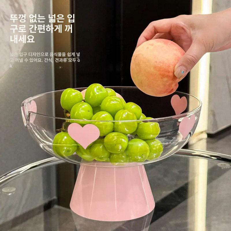 고급 접시 거실 주방 다용도 찬기 세트 디자인 바구니 투명핑크 - 상세 이미지 3
