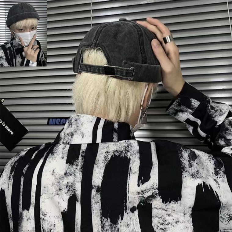 빈티지 창없는모자 심플 와치 캡 레옹 짧은비니 모자 - 상품 이미지