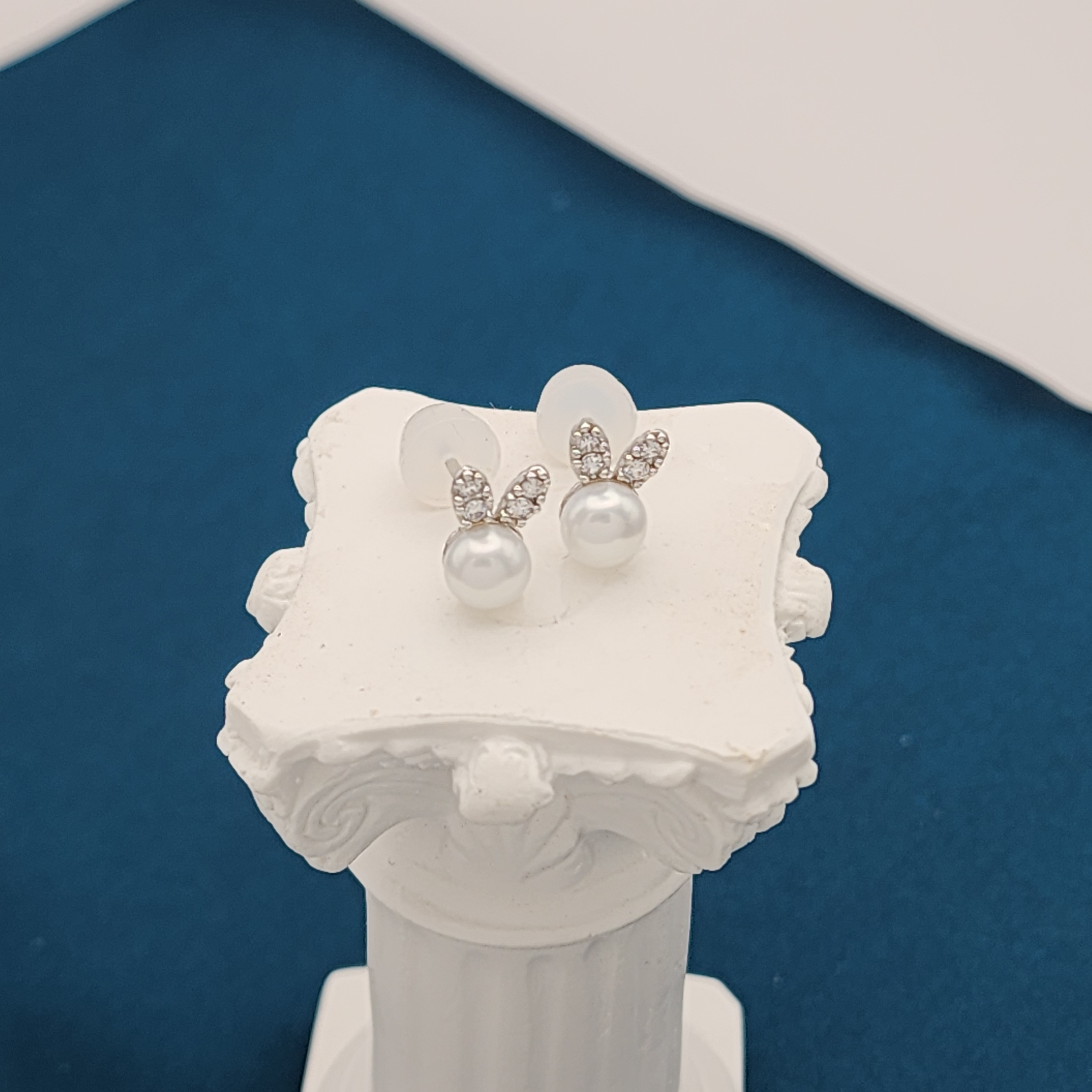 베라 바니 925실버 귀여운 토끼 담수진주 귀걸이 실리콘 뒤침