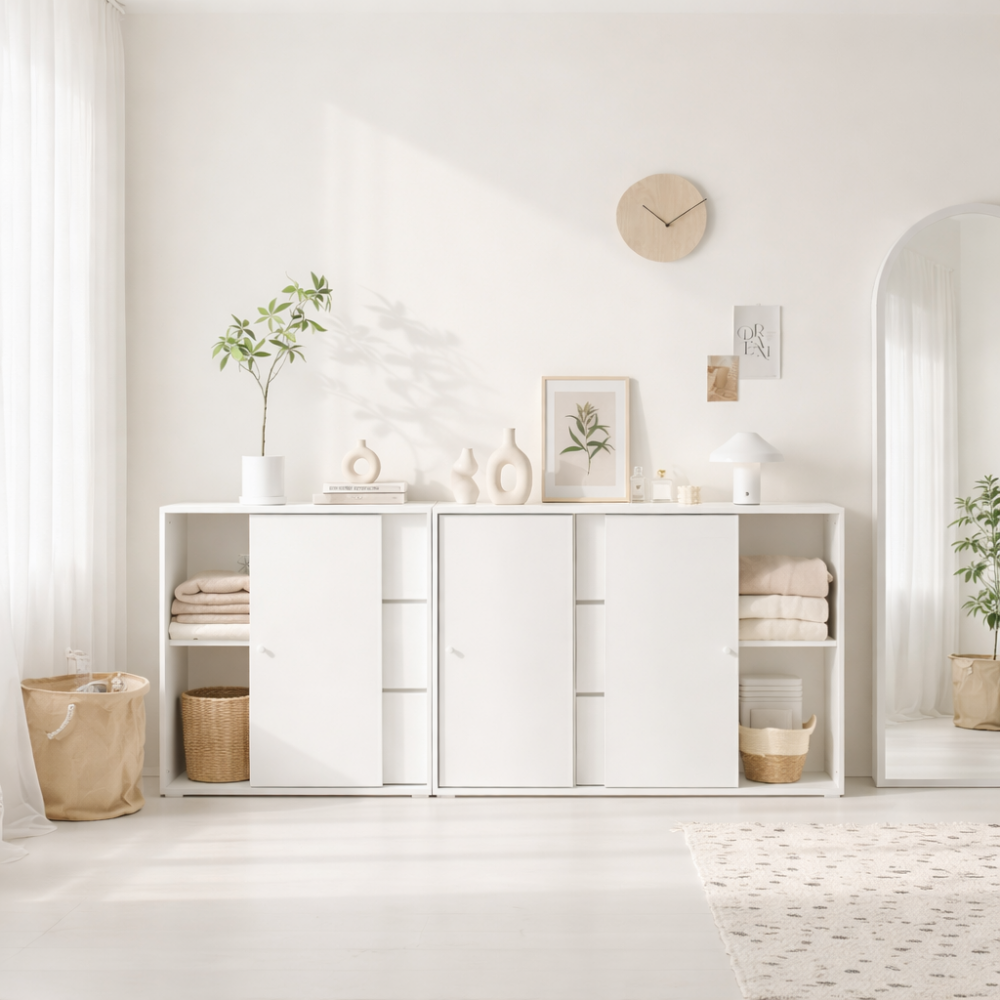 수납장 틈새 거실 모듈 원목 베란다 낮은 높은 슬라이딩 도어형 800 2단