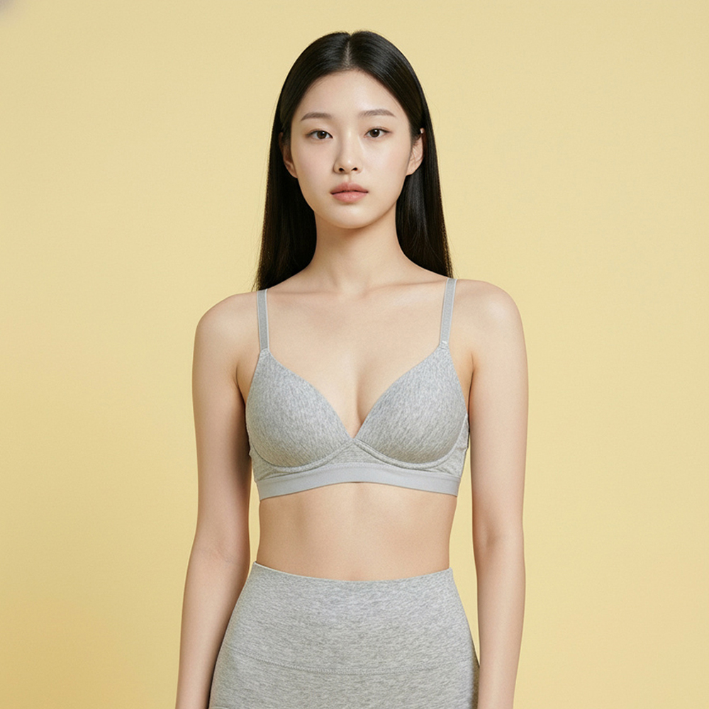 순면 노와이어 초경량 반컵 심리스 브래지어 접촉성피부염 패드일체형 브라 - 상세 이미지 2