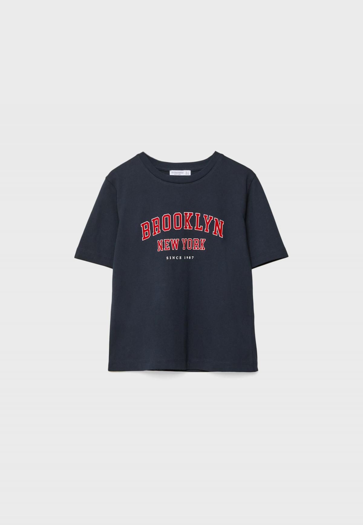 스트라디바리우스 레터링 자수 라운드넥 반팔 티셔츠 6652/935 NAVY BLUE - 상품 이미지